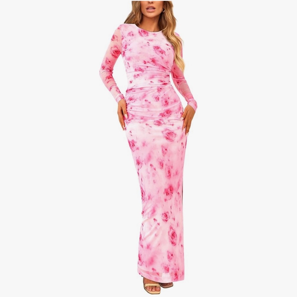 Maternity Bodycon Pink Floral Dress
